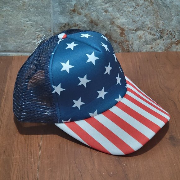 American Flag Hat Cap Stars and Stripes Red White Blue Mesh Back Snapback - Picture 4 of 11